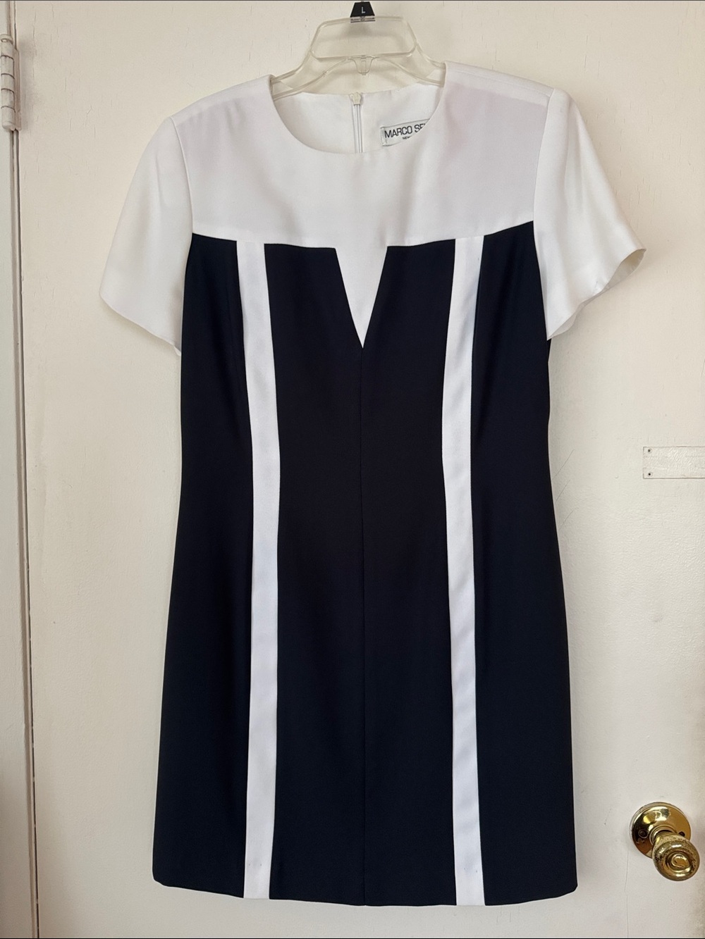 Marco Selini New York Black and White Colorblock Short-Sleeve Midi Dress. Sz 12